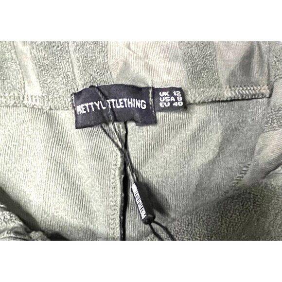 Pretty Little Thing Women's Olive Green Button-Up Collared Romper Medium - Picture 3 of 3